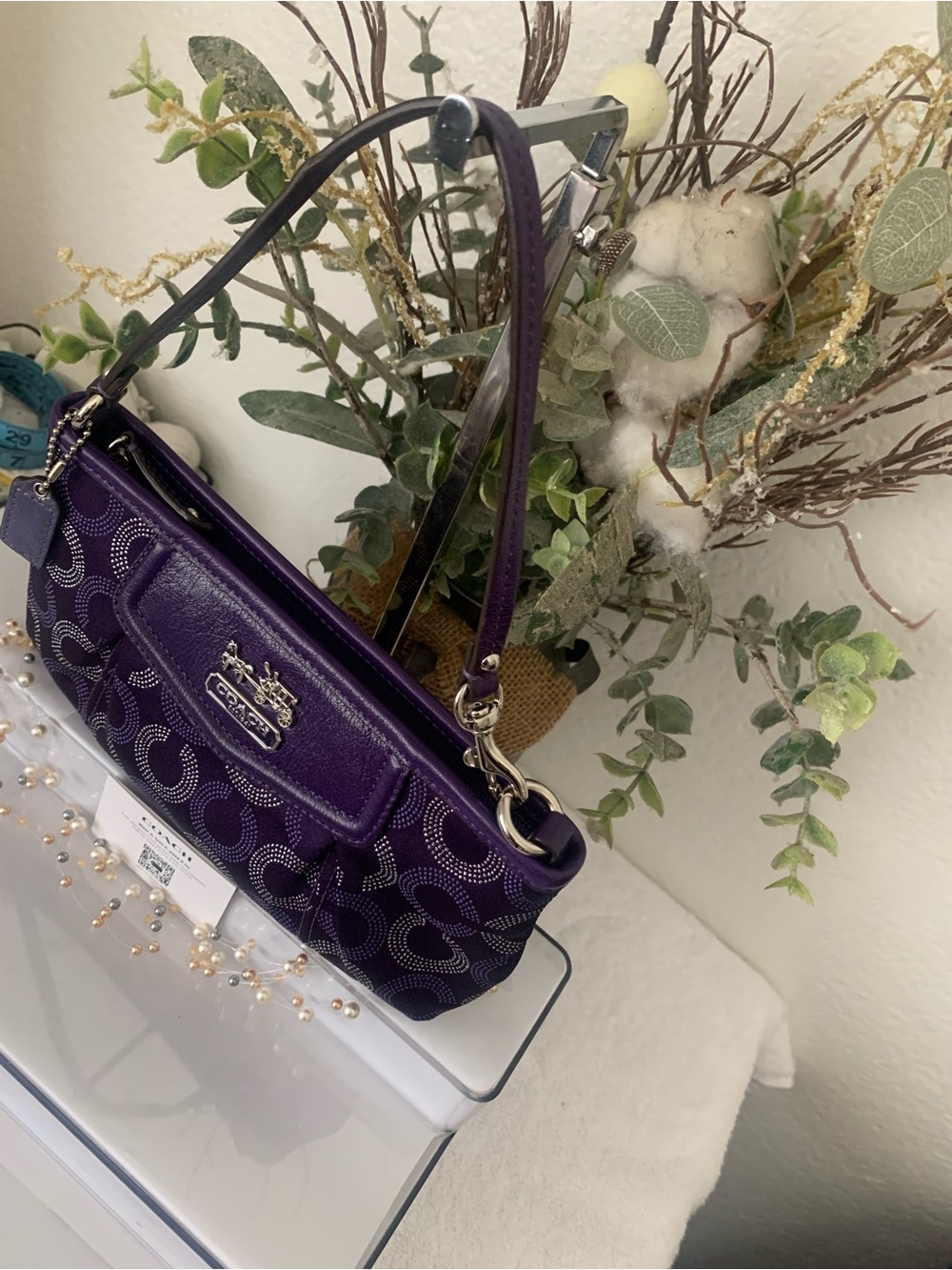 Y2K Coach Madison Horse & Carriage Purple Pleated OP Art Mini Bag - Picture 7 of 7